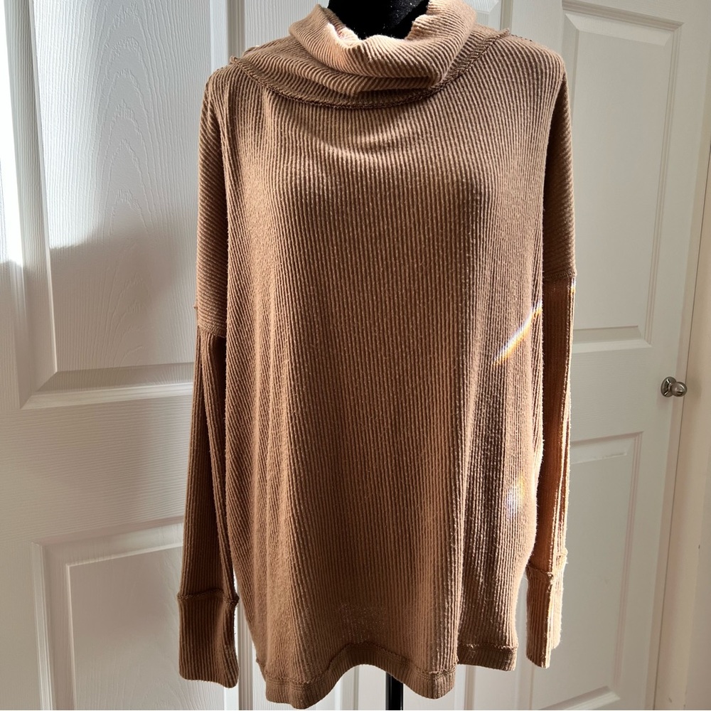 Free People We The Free The Rosa Ribbed Long Sleeve with Split Back
